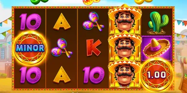 Symbols and reel layout in Hot Chillies Game during a regular spin