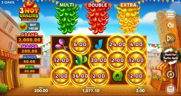 Hold and Win bonus in Hot Chillies Game with coins